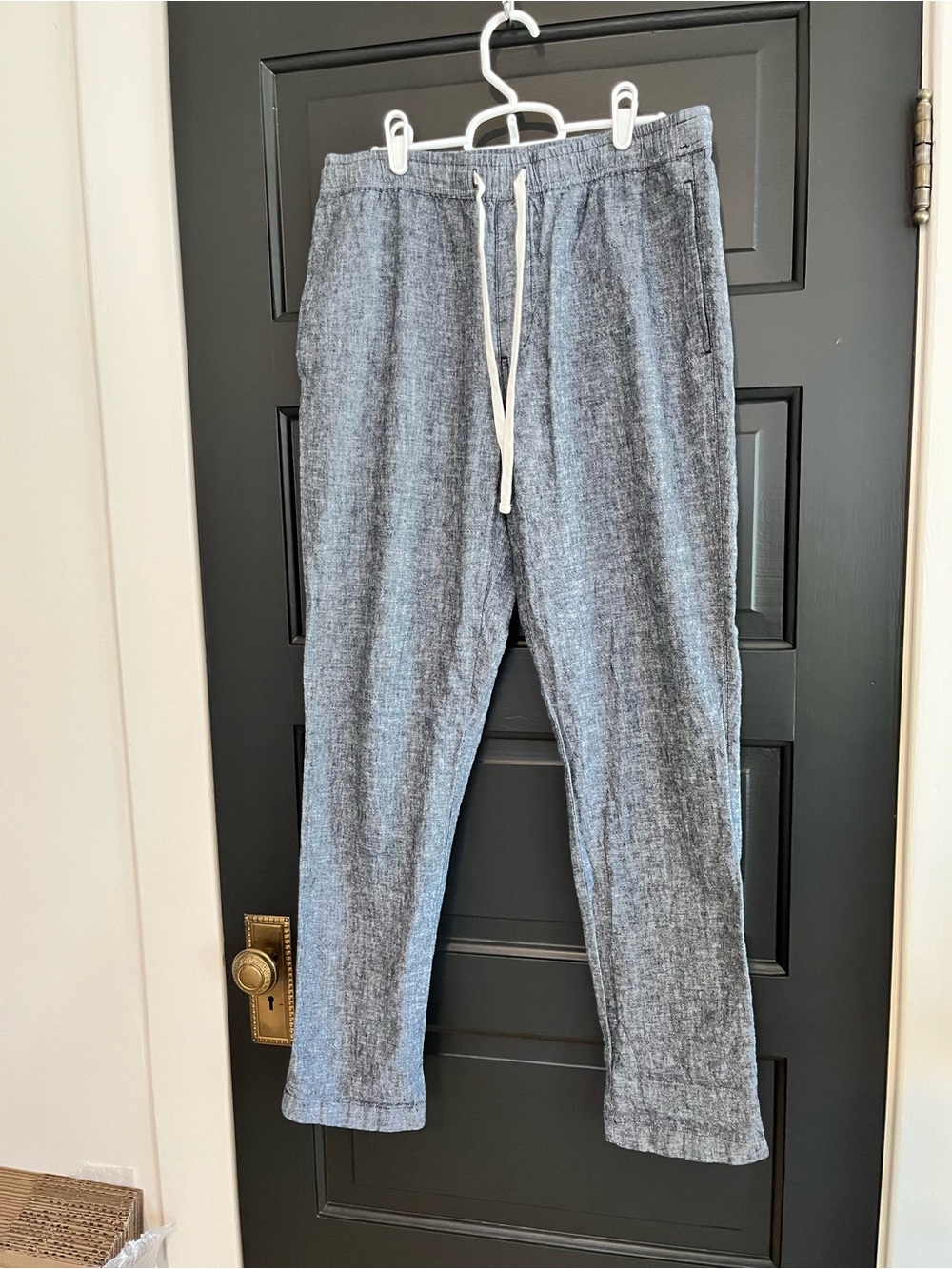 J. Crew Men's Heather Navy Linen Drawstring Pants